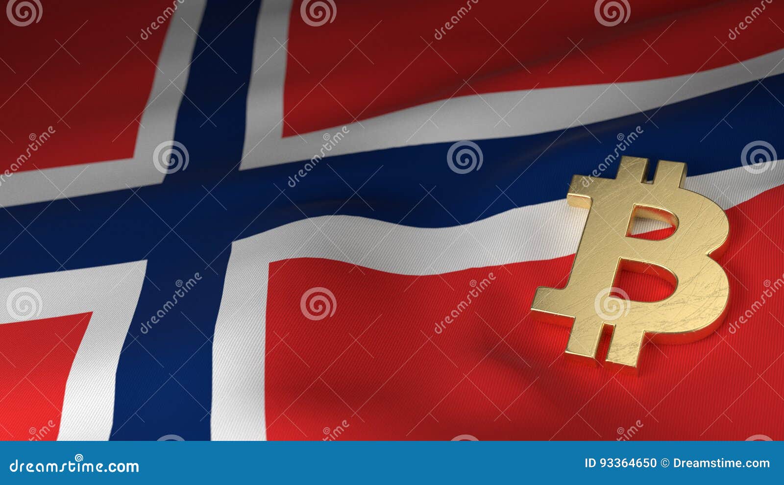 Bitcoin Currency Symbol On Flag Of Norway Stock Illustration - 